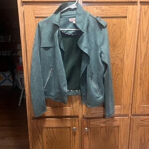 Green faux Leather Jacket